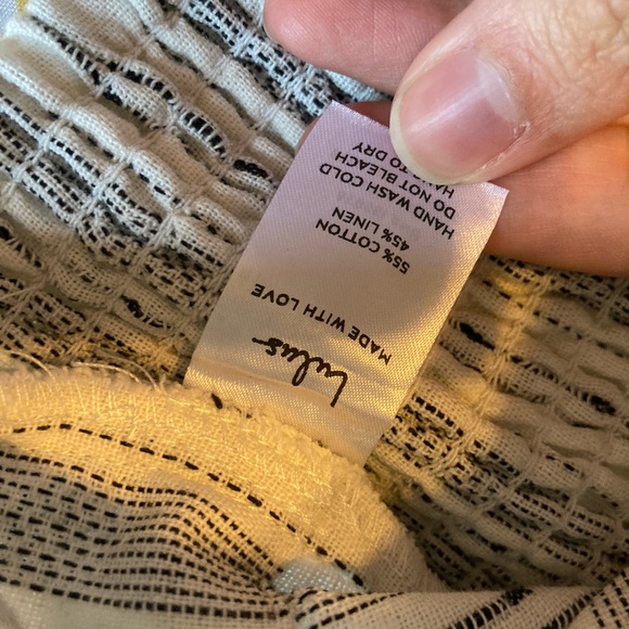 Lulus Black Striped Knot-Front Puff Sleeve Crop Top, Size Large, Black /… - Picture 10 of 10